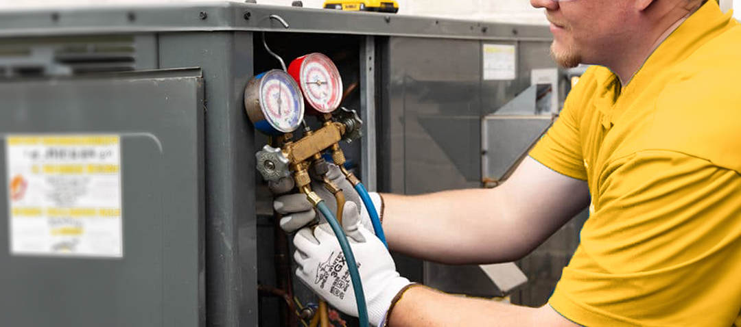 propane furnace being repaired