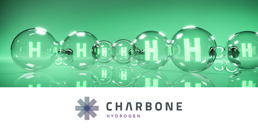 CHARBONE Hydrogen’s logo below a green hydrogen graphic.