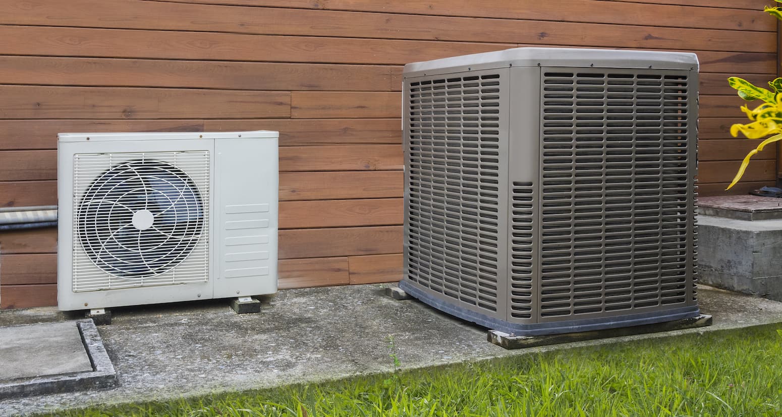 A hybrid heating system placed at outside of a home. 