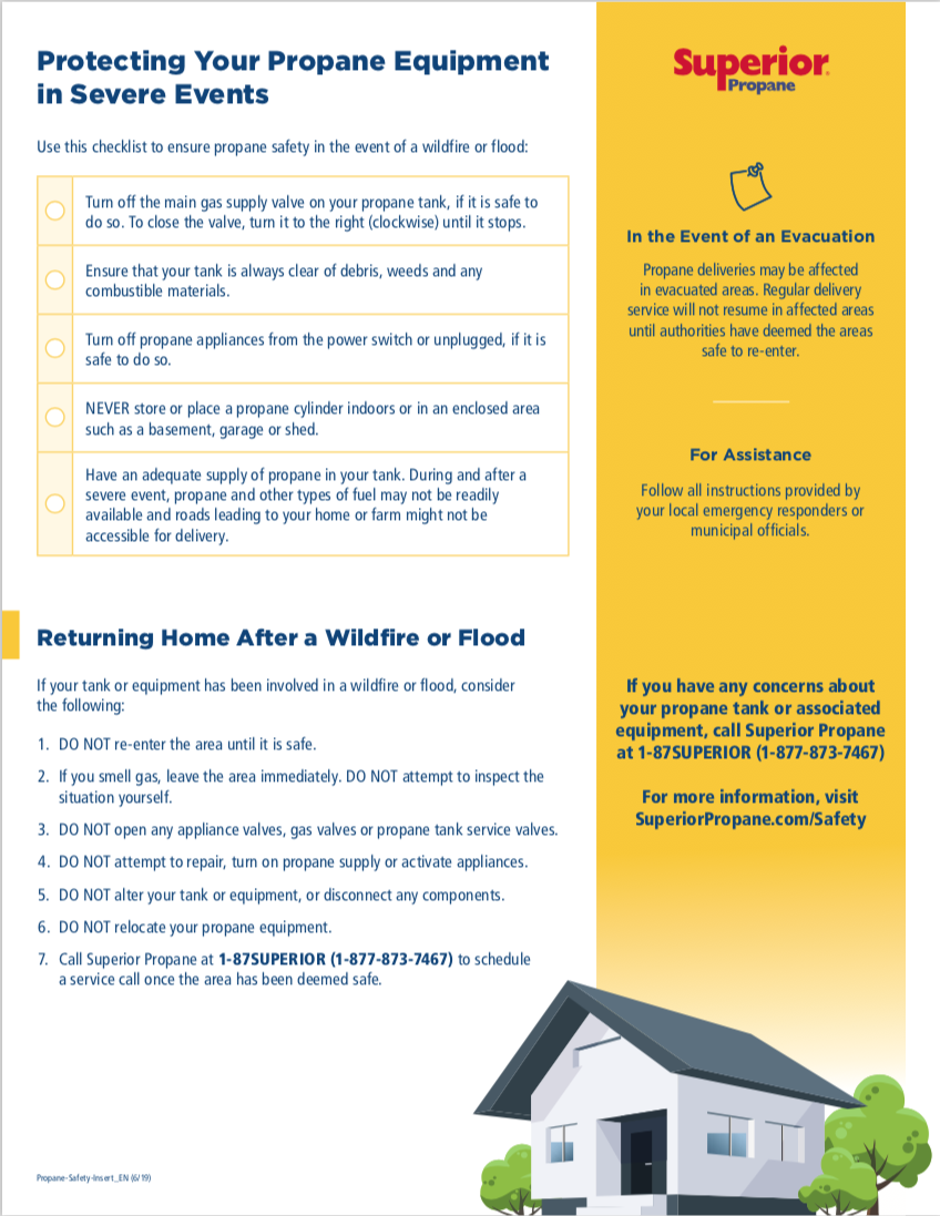 Infographic on preparing your propane equipment for severe weather. 