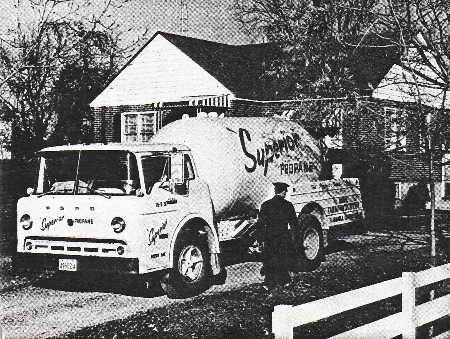Black and white photo of historic Superior truck