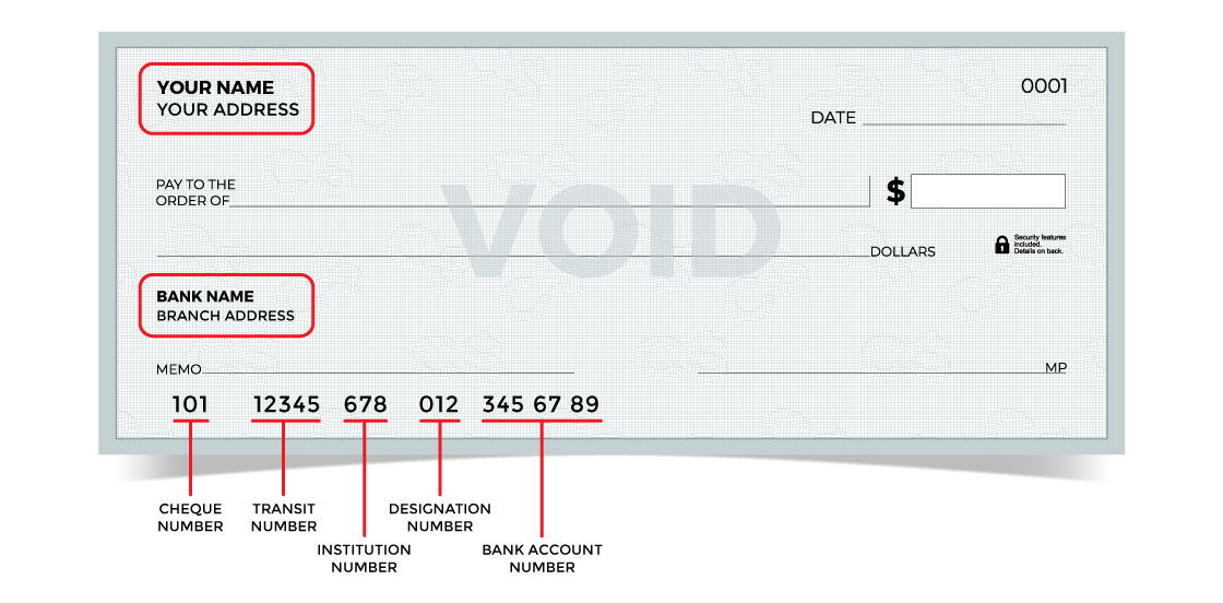Example of a void cheque