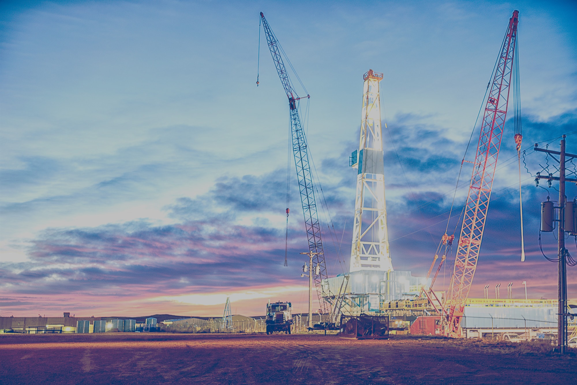 Large fracking rig at night. 