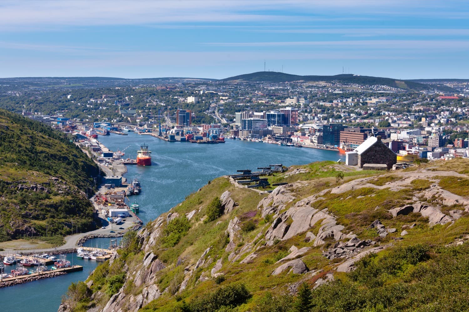 Panoramic view of a city in Newfoundland. 