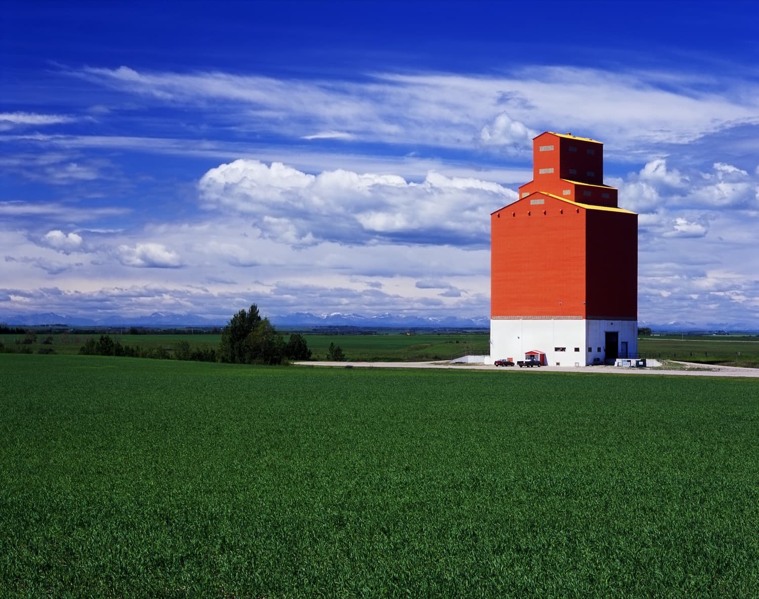 Grain elevator in the middle of the prairies. 