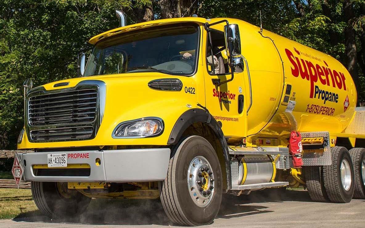 Superior Propane Delivery Truck on rural road.