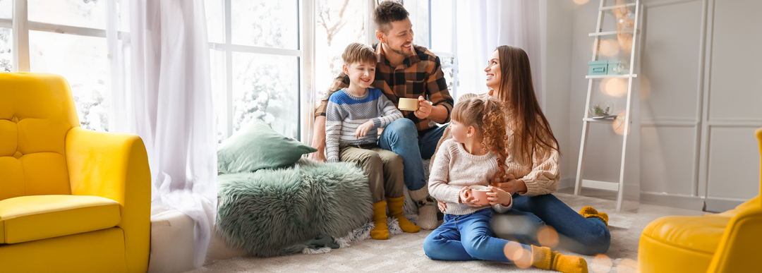 Family enjoying propane heated home
