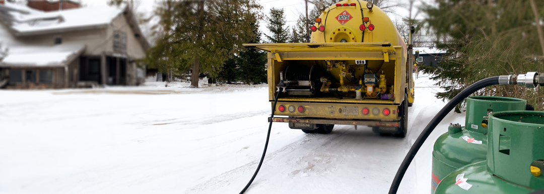 Propane delivery to a cottage in wintertime